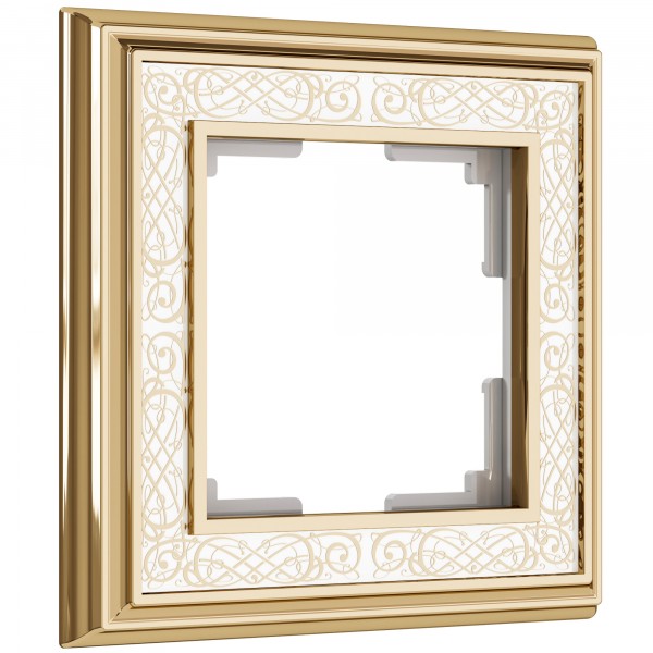 Рамка на 1 пост WL77-Frame-01 Palacio Gracia (золото/белый) - купить в Иркутске