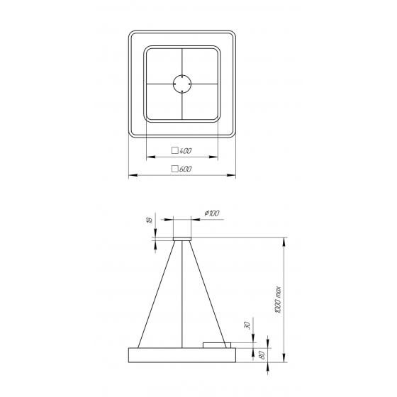 Светильник светодиодный Geometria ЭРА Quadro SPO-161-W-40K-060 60Вт 4000К 5500Лм IP40 600*600*80 белый подвесной